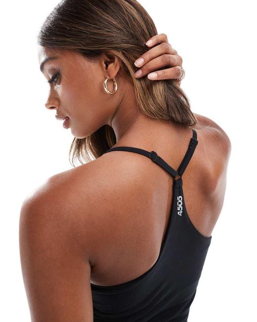 4505 Black Icon Yoga Cami With Inner Bra And Adjustable Straps
