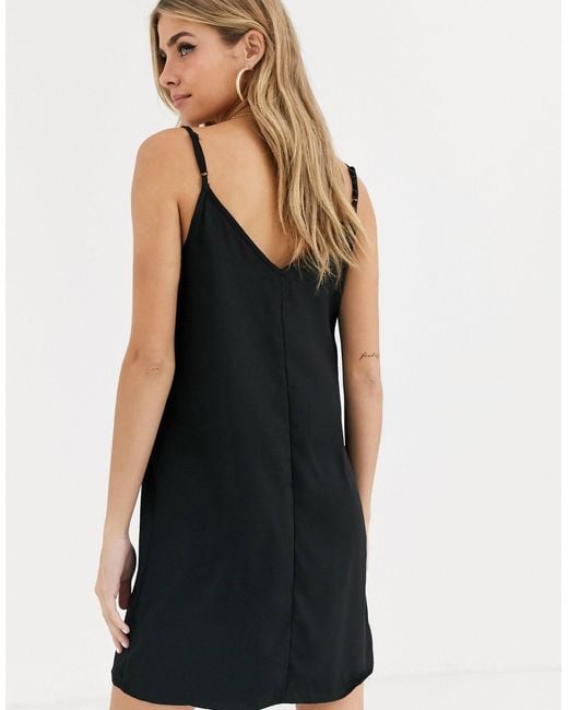 black cami slip dress