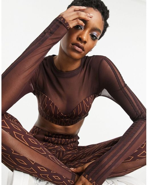 Adidas x - Crop top transparent à monogramme - Marron sauvage Ivy Park en coloris Red