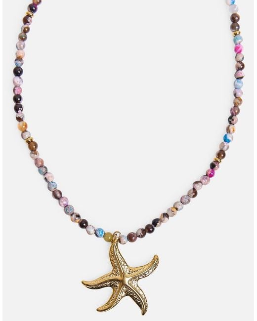 Public Desire White Coloured Beaded Starfish Detail Necklace