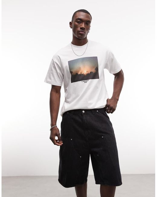 Carhartt White Og Double Knee Loose Fit Carpenter Shorts for men