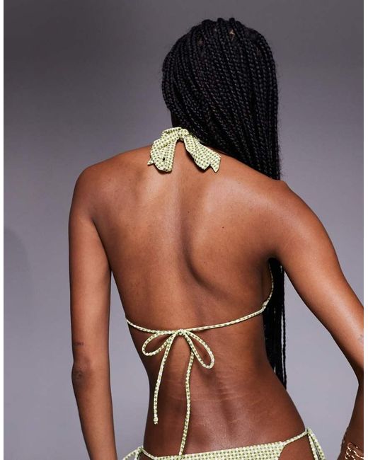 Candypants Brown Geometric Print Halterneck Bikini Top