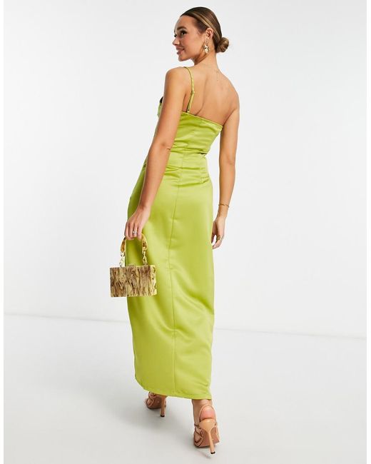 Vestido Largo Asimétrico Con Abertura De -Verde Extro & Vert de color Green
