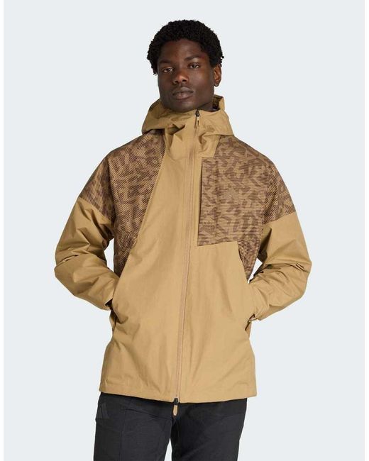 Adidas Originals Natural Terrex Xperior 2.5 Layer Hybrid Primeknit Climaproof Jacket for men