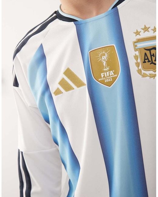 Adidas Originals Blue Adidas Football Argentina World Cup 26 Home Long Sleeve Shirt for men