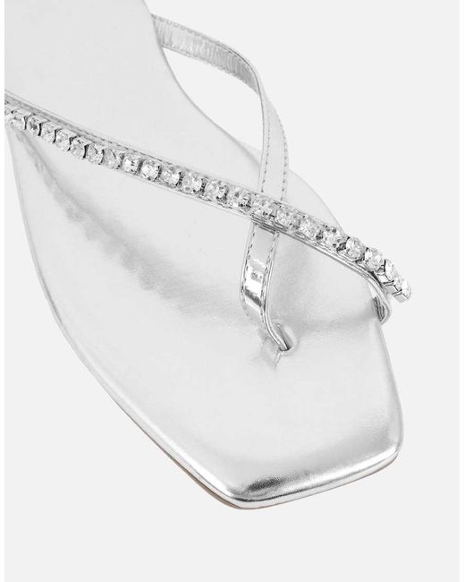 SIMMI Natural May Toe Thong Diamante Flat Sandals