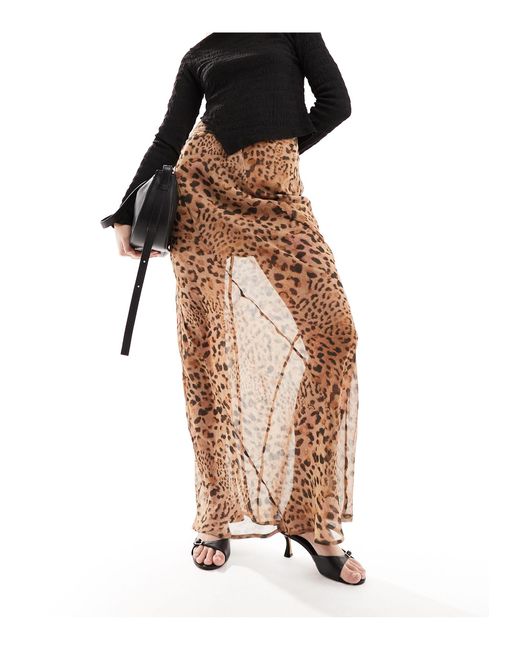 Jupe longue transparente à imprimé léopard ASOS en coloris Multicolor