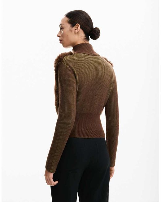 Desigual Brown Chocolate Knit Jacket