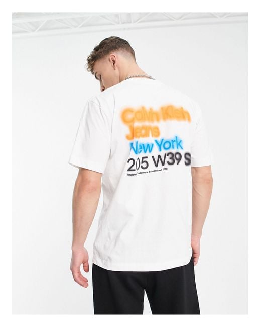 Forstad Ringlet logik Calvin Klein Off Placed Logo T-shirt in White for Men | Lyst Australia