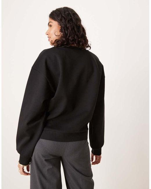 ASOS Top Met Gedraaide Voorkant, Lange Mouwen En Interlock-Naden in het Black