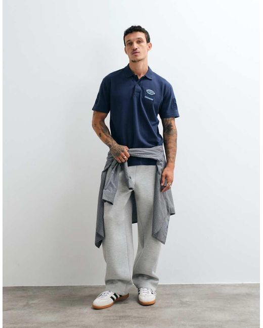 Hollister Blue Relaxed Fit Graphic Polo for men