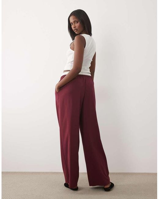 Kaiia Red Exclusive Double Waistband Wide Leg Tactical Pants
