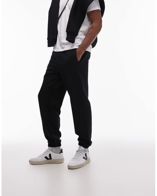 Joggers Negros Extragrandes De Tejido Grueso Premium De Topman de hombre de color White