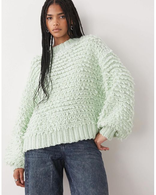 Pull oversize en maille texturée - menthe Monki en coloris Green