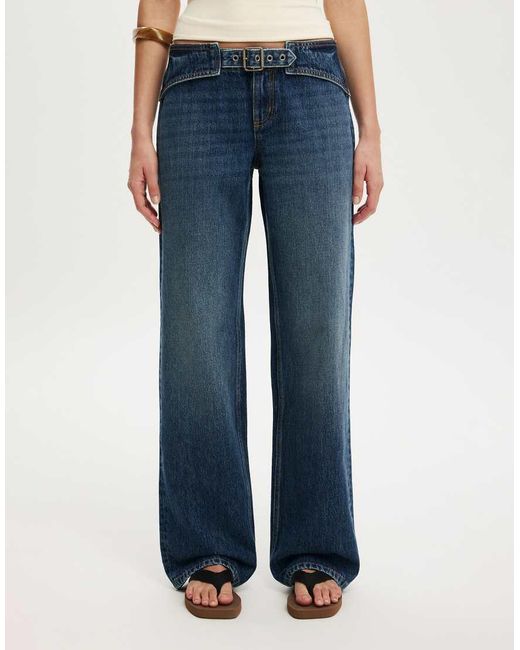 Cotton On Blue Belted Low Rise Straight Jean