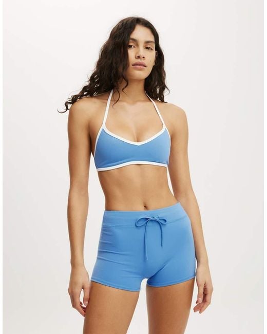 Cotton On Blue Ultra Soft Halter Open Back Crop