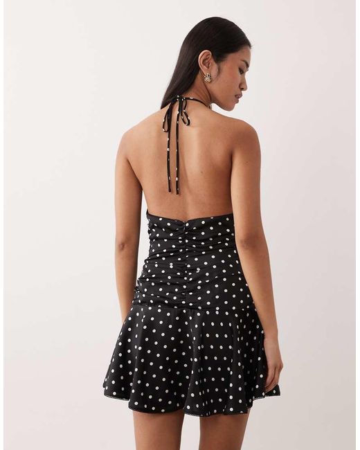 Nia Black Cahuenga Halter Neck Polka Dot Dress