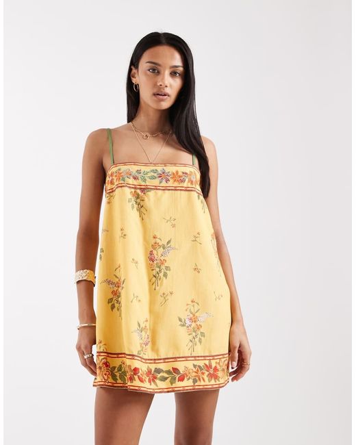 Free People Natural Bali Take You With Me Mini Slip Dress