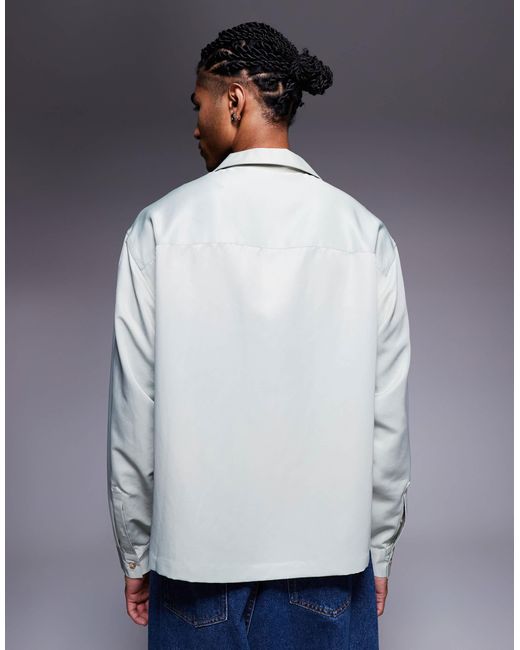 ASOS – langärmliges oversize-hemd in Gray für Herren
