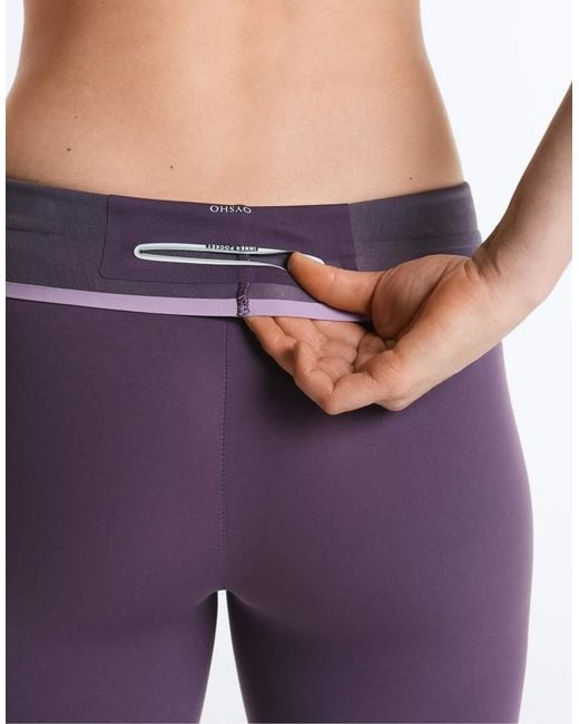 Oysho Purple High Rise Compressive Ankle-Length Leggings