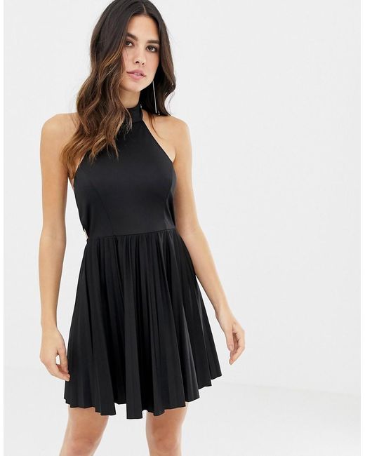 asos black pleated dress