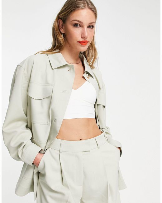 TOPSHOP Synthetic Tailored Shacket | Lyst