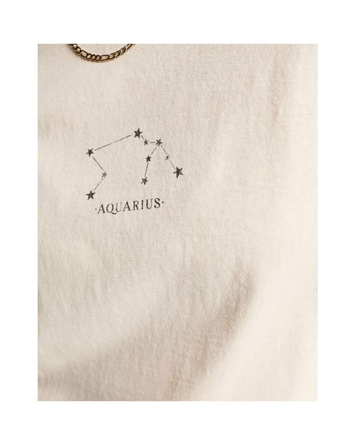Miss Selfridge Blue Horoscope Aquarius Oversized T-shirt