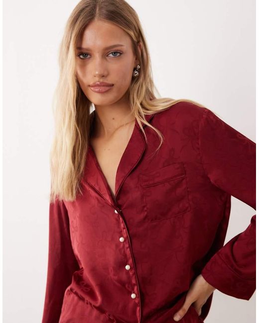 Sister Jane Red Dita Satin Pyjama Shirt Co-ord