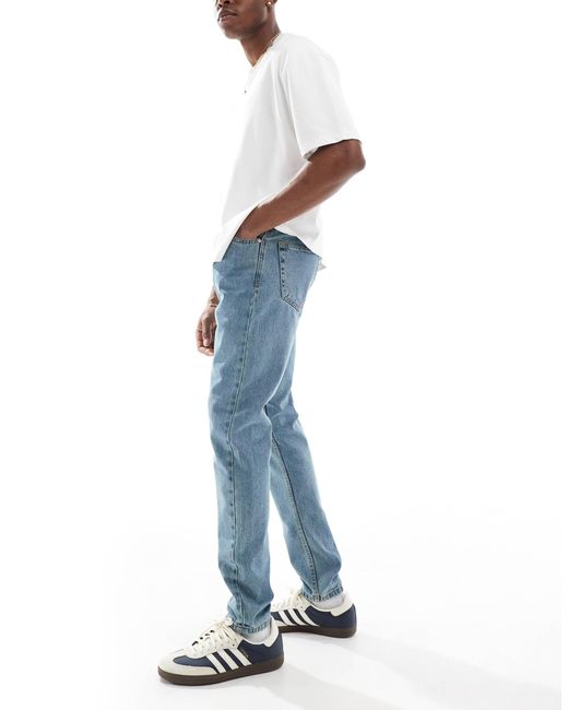 Don't Think Twice Blue Dtt Tall Rigid Cropped Tapered Fit Jeans for men