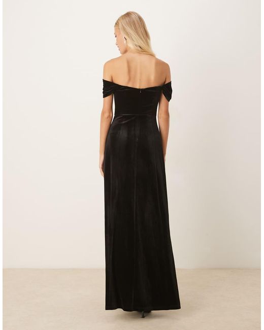 Maya Black Velvet Bardot Dress