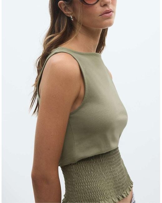 Stradivarius Green Elasticated T-Shirt