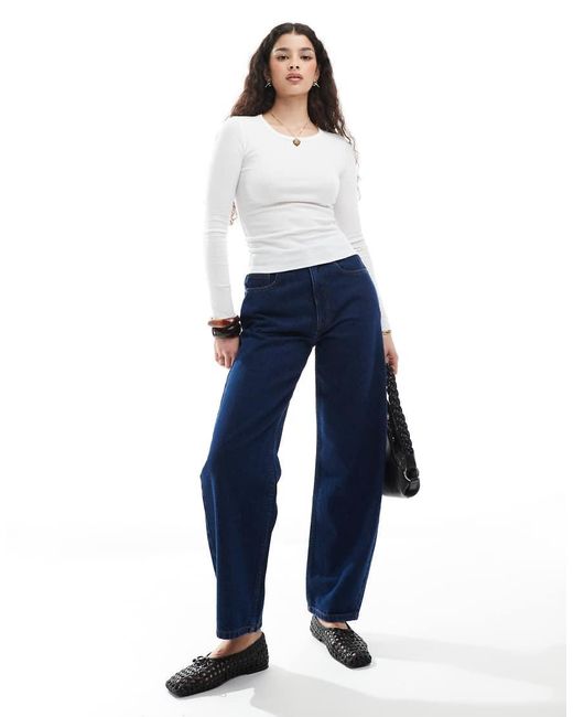 Glamorous White Long Sleeve Crew Neck Top