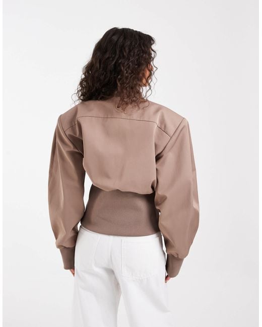 ASOS Pink Deep Rib Cinch Zip Through Jacket
