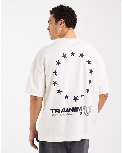 4505 White Heavyweight Cotton Oversized T-shirt With Back Graphic And Quick Dry Finish for men