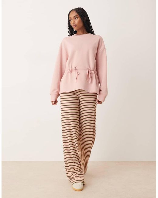 ASOS Pink Sweat With Ruched Bow Detail