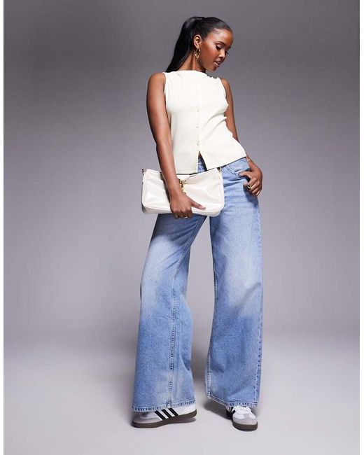 ASOS Tanktop Met Wijde Hals En Knoopsluiting in het Blue