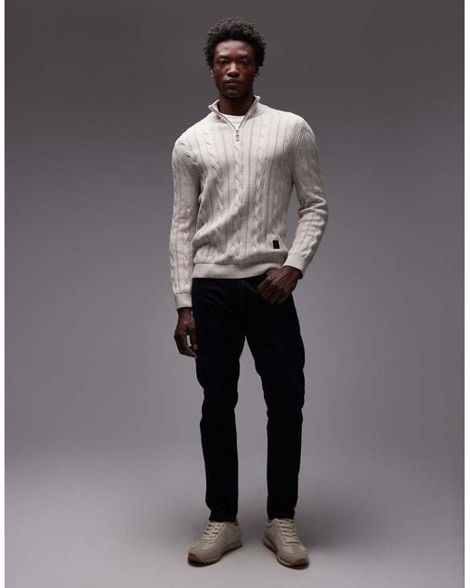 Paul Smith Gray Paul Smith Quarter Zip Cable Knit Jumper for men