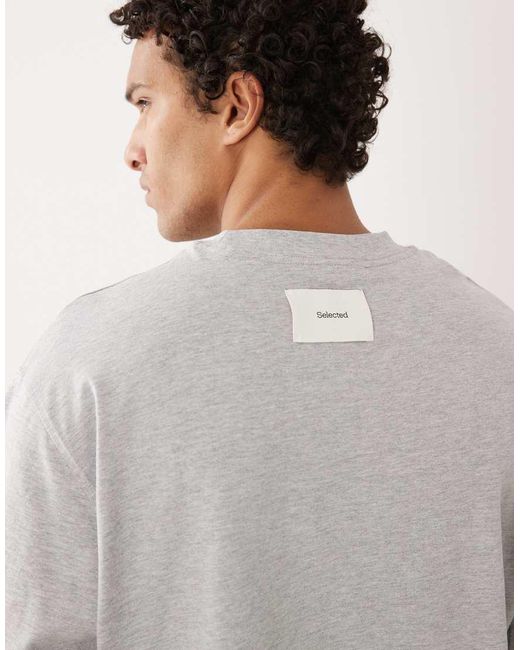 SELECTED Gray Heavyweight 220gsm Oversized T-shirt for men