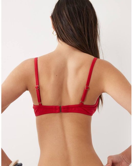 Free Society Red Ruched Underwire Bikini Top
