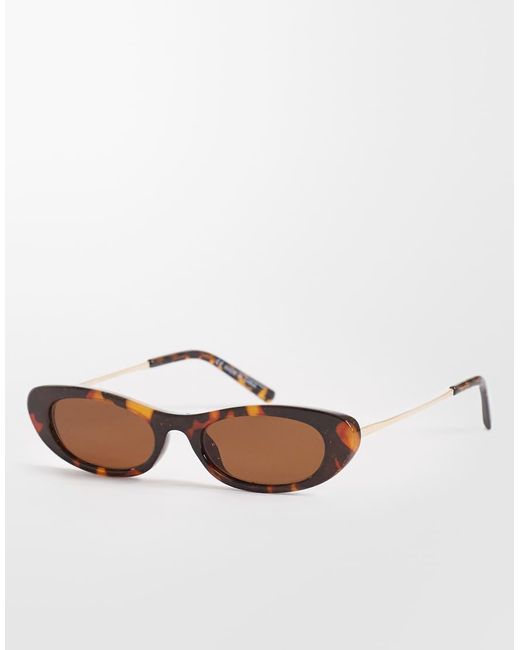 Cotton On White Lucia Slim Line Sunglasses