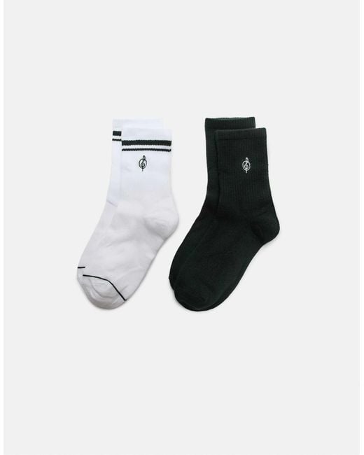 Stradivarius Metallic – 2er-pack gestreifte und bestickte socken