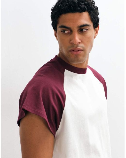 ASOS Red Boxy Oversized Raglan T-shirt for men