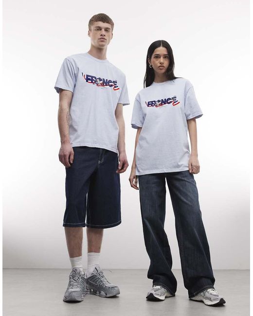 PRNT White France Football Mascot Graphic Relaxed Fit T-Shirt