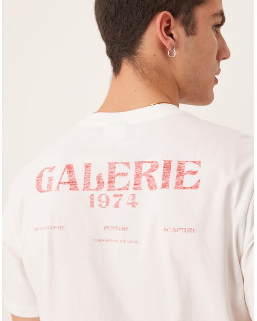 Mango White Back Print Relaxed Fit T-shirt for men