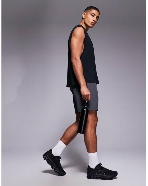 4505 Blue Quick Dry Performance Jersey Boxy Oversized Lifting Tank for men