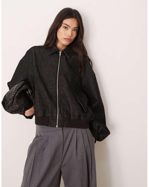 ASOS Black Oversized Denim Bomber Jacket