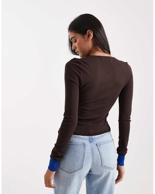 WeWoreWhat Brown Fine Knit Fitted Cardigan