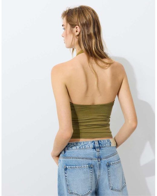 Stradivarius Blue Basic Halter Top