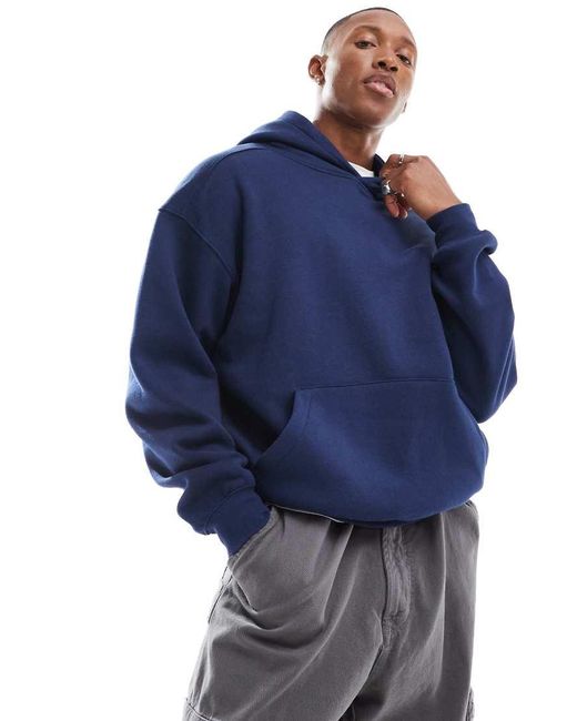 Cotton On Blue Boxy Fit Pullover Hoodie for men