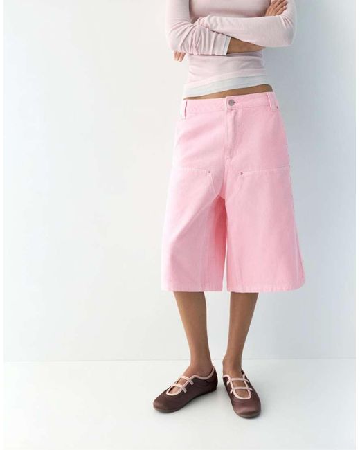 Pull&Bear Pink Jorts With Double Leg